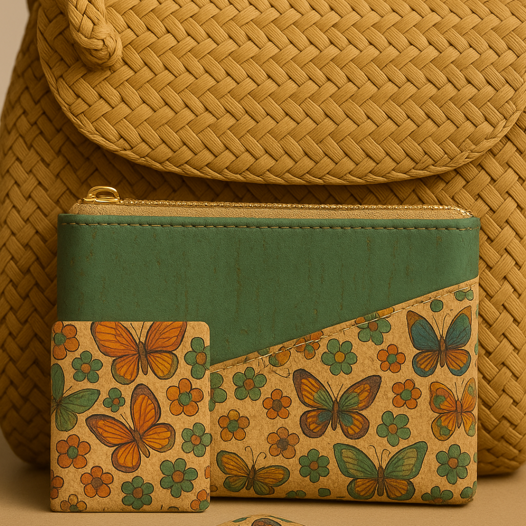 CONNIE wholesale cork compact purse and mirror