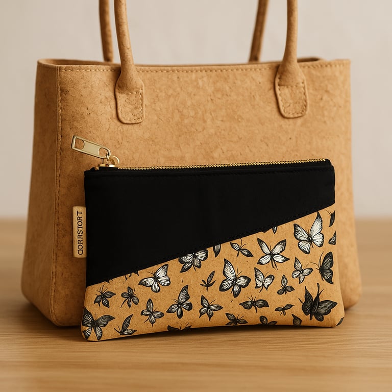 Cork Compact Purse Mirror With Cork Makeup Pouch I BETTY I Wholesale CORKSTORE