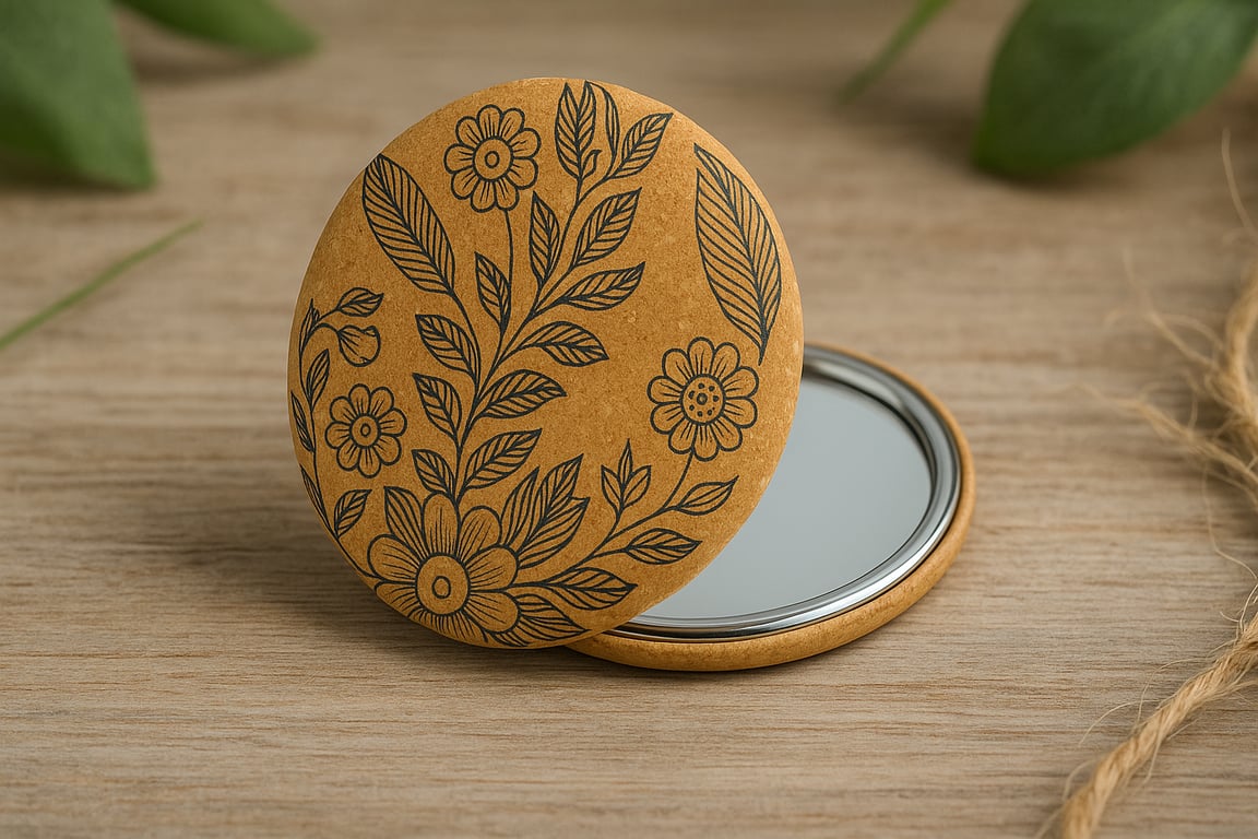 Purse Mirror Compact Size in Cork Leather I FIONA I B2B corkstore
