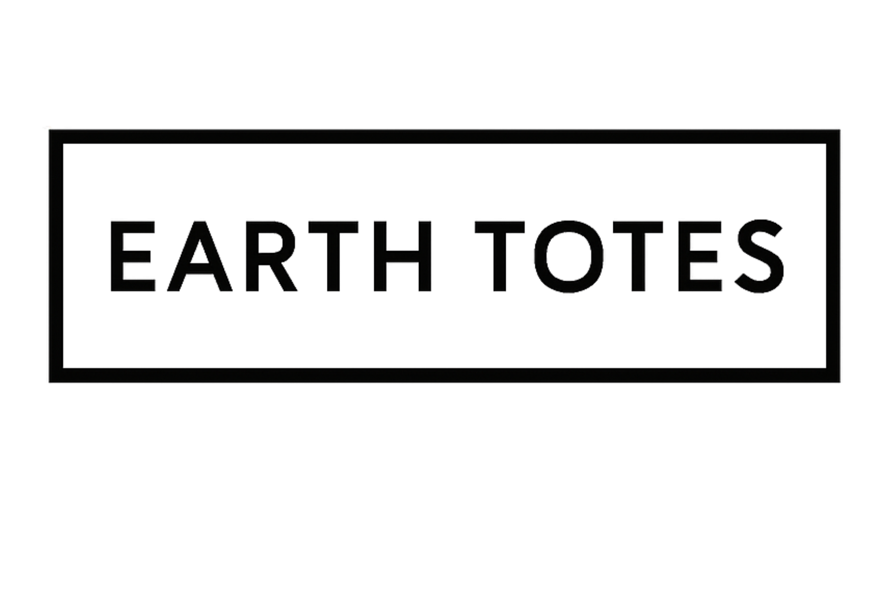 Black 'EARTH TOTES' logo on a white background