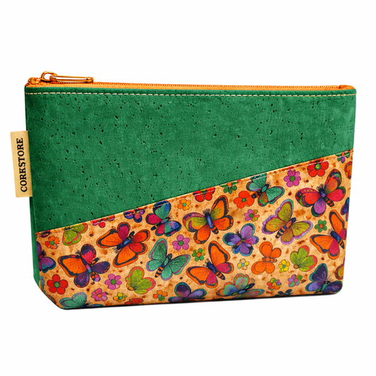 Cork toiletry bag with butterly decoration CORKSTORE